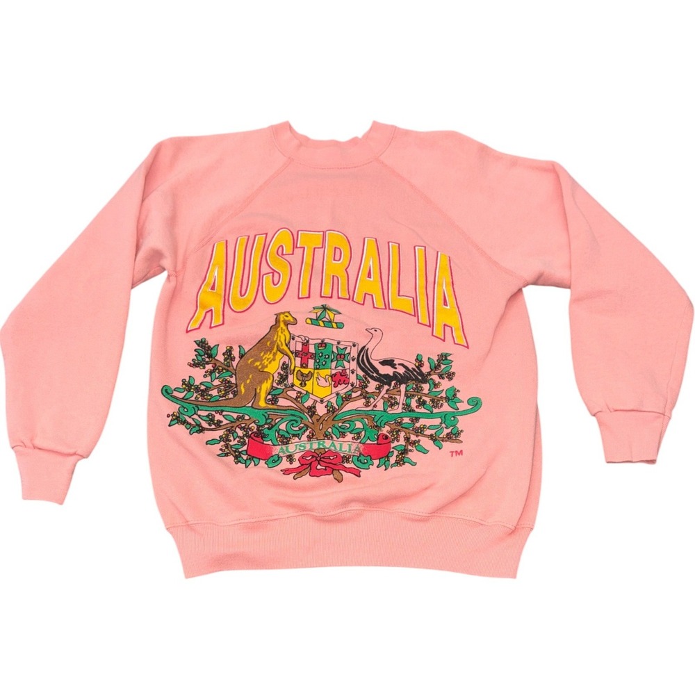 Tultex VTG 1980s USA Made Australia Souvenir Graphic Sweatshirt Pink Size Medium